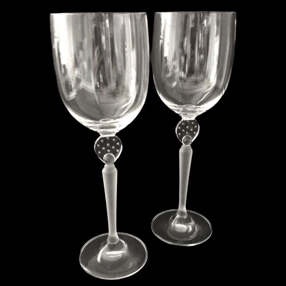 Mikasa MOONLIGHT FROST Wine Glass Goblet Crystal Long Frosted Stem 9.75" Bubbles - Picture 6 of 16